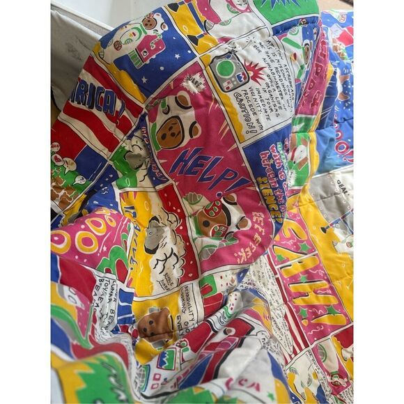 Astro Bears kids comforter Vtg Little Bear Astronauts Space Puppy USA Flags Twin - Picture 5 of 16